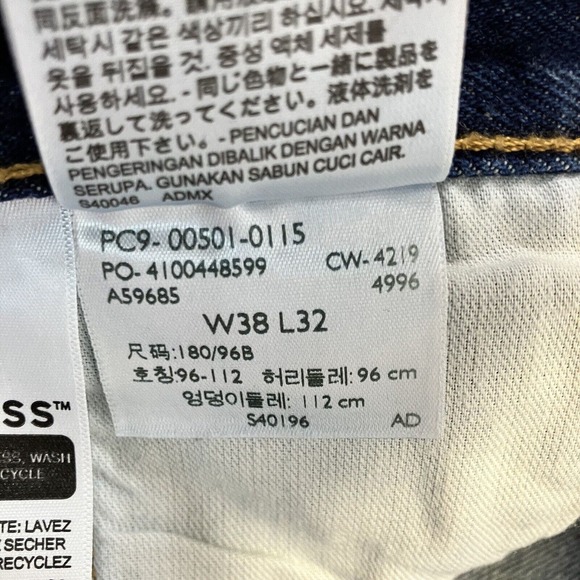 Levis 501 0115 Jeans Dark Rigid Denim Men’s 38x32 Y2K Button Fly - Picture 9 of 13